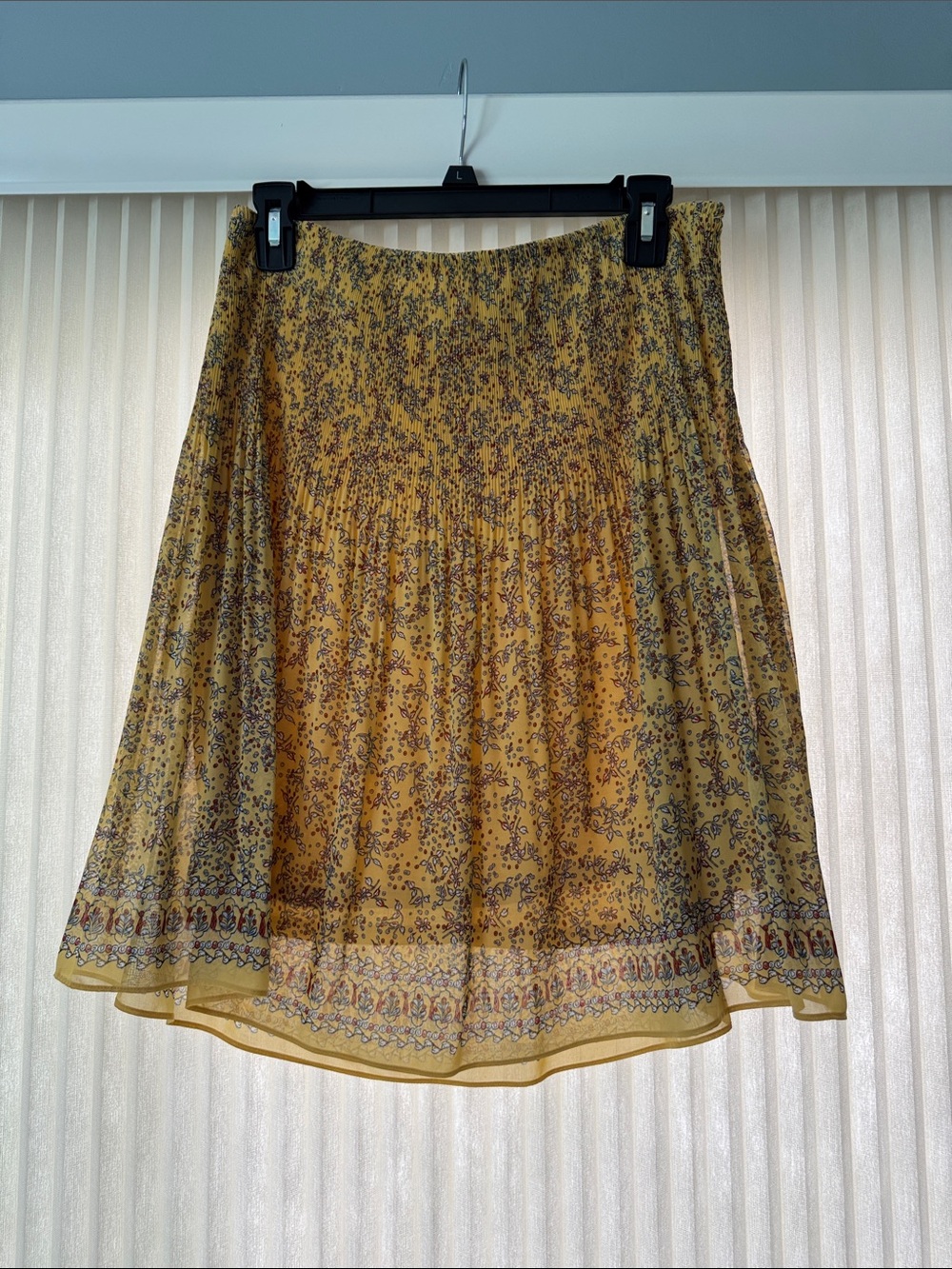 Max Studio Yellow Floral Border Skirt